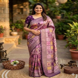 Premium Banarasi Lichi Silk Woven Saree with Blouse